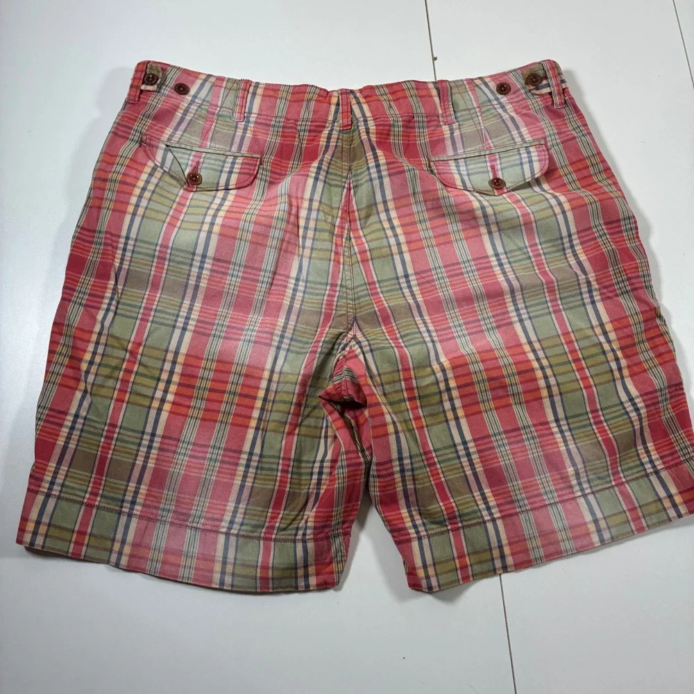 Vintage Rare Polo Ralph Lauren Shorts 38 Madras Plaid Aztec Flap Pocket 90s